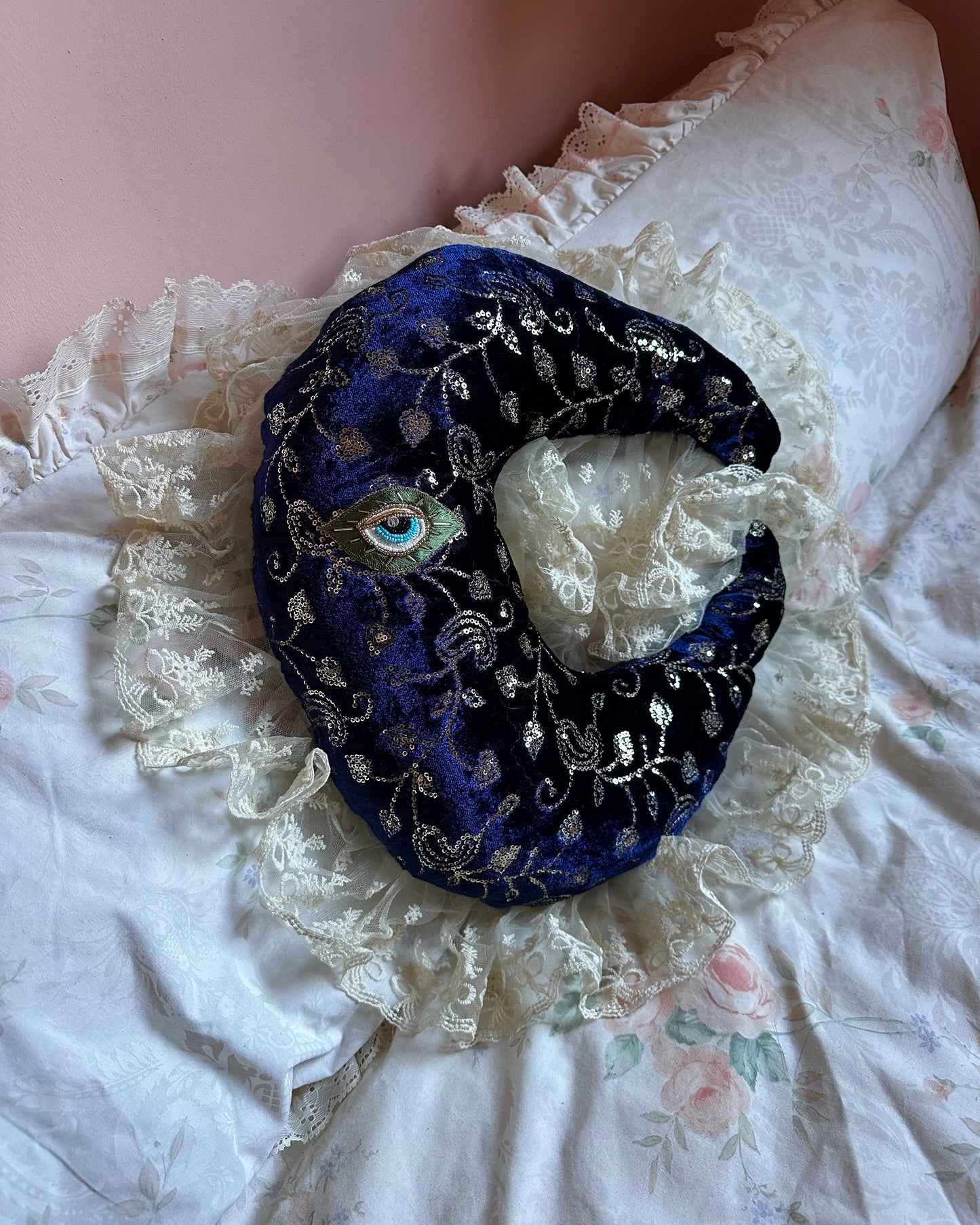 Moonface Shaped Pillow in Royal Blue