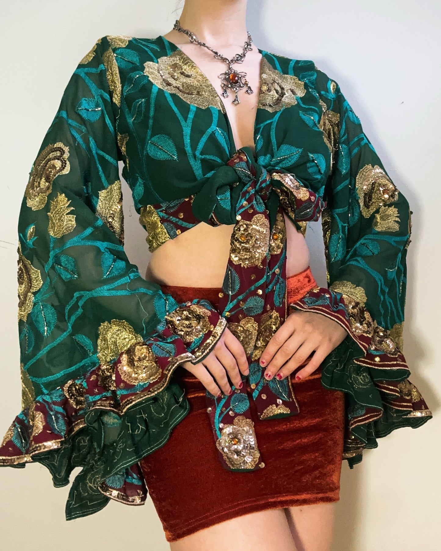 Ruffle Wrap Top in Willow