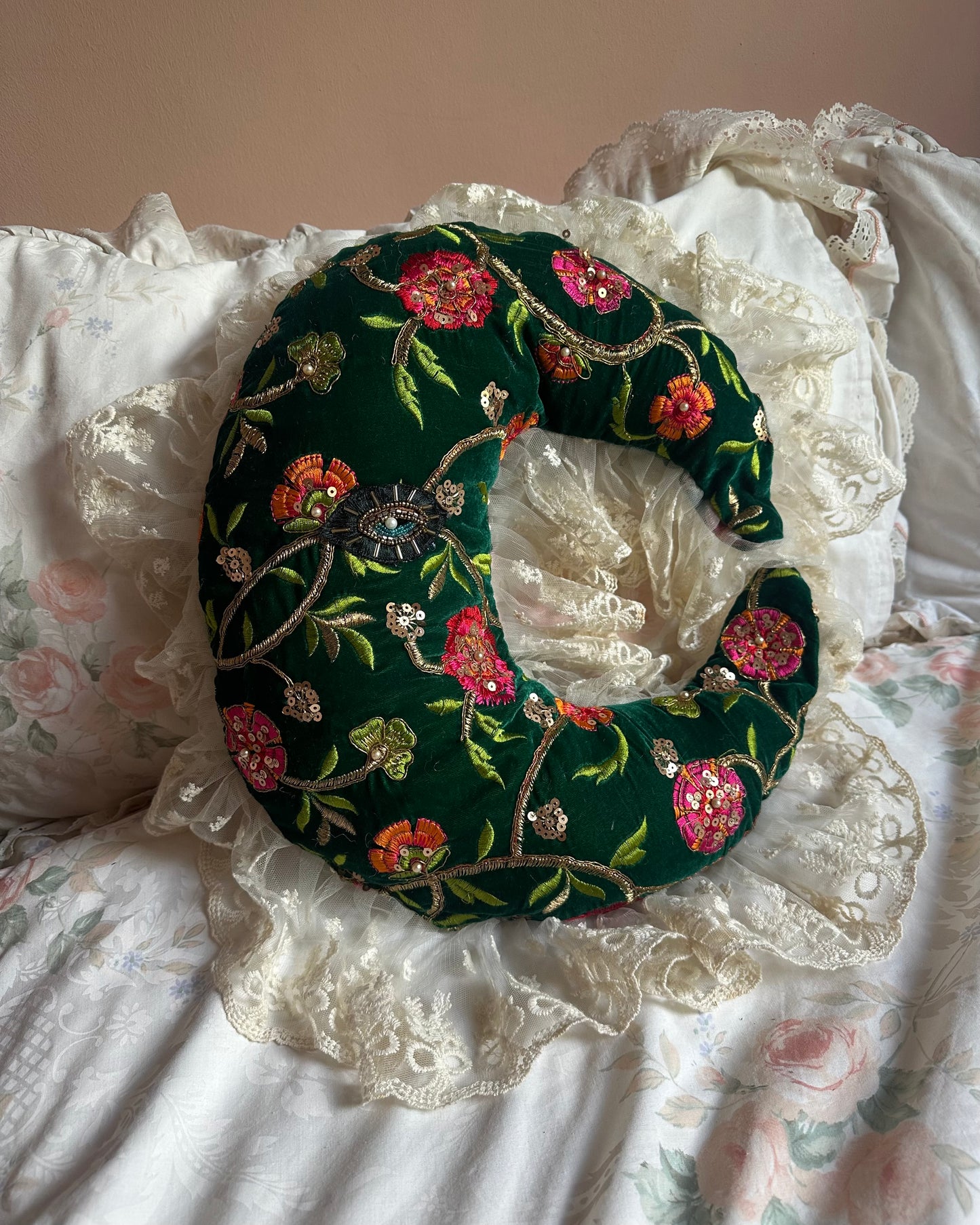 Moonface Shaped Pillow in Meadow