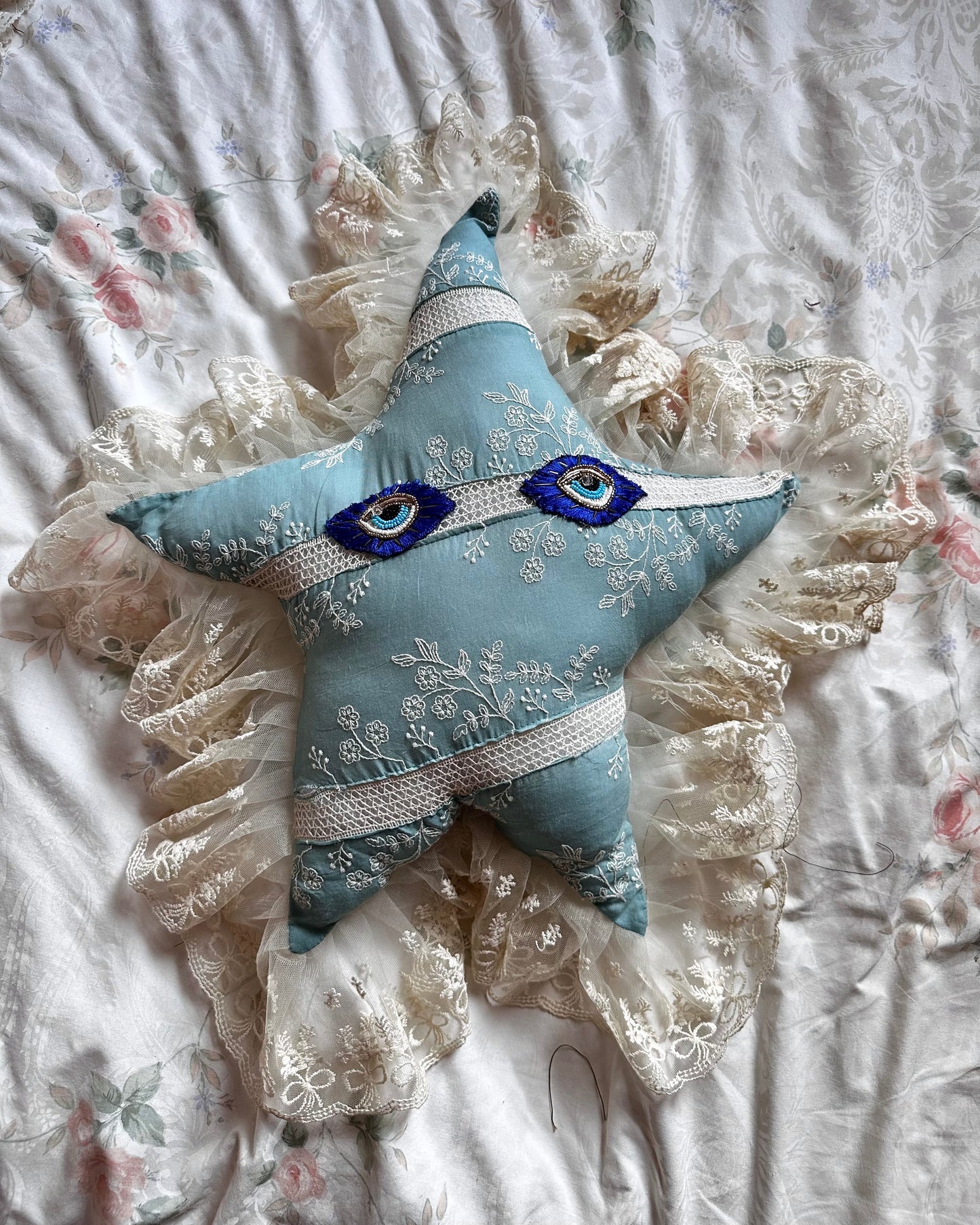 Star Face Shaped Pillow in Coquette
