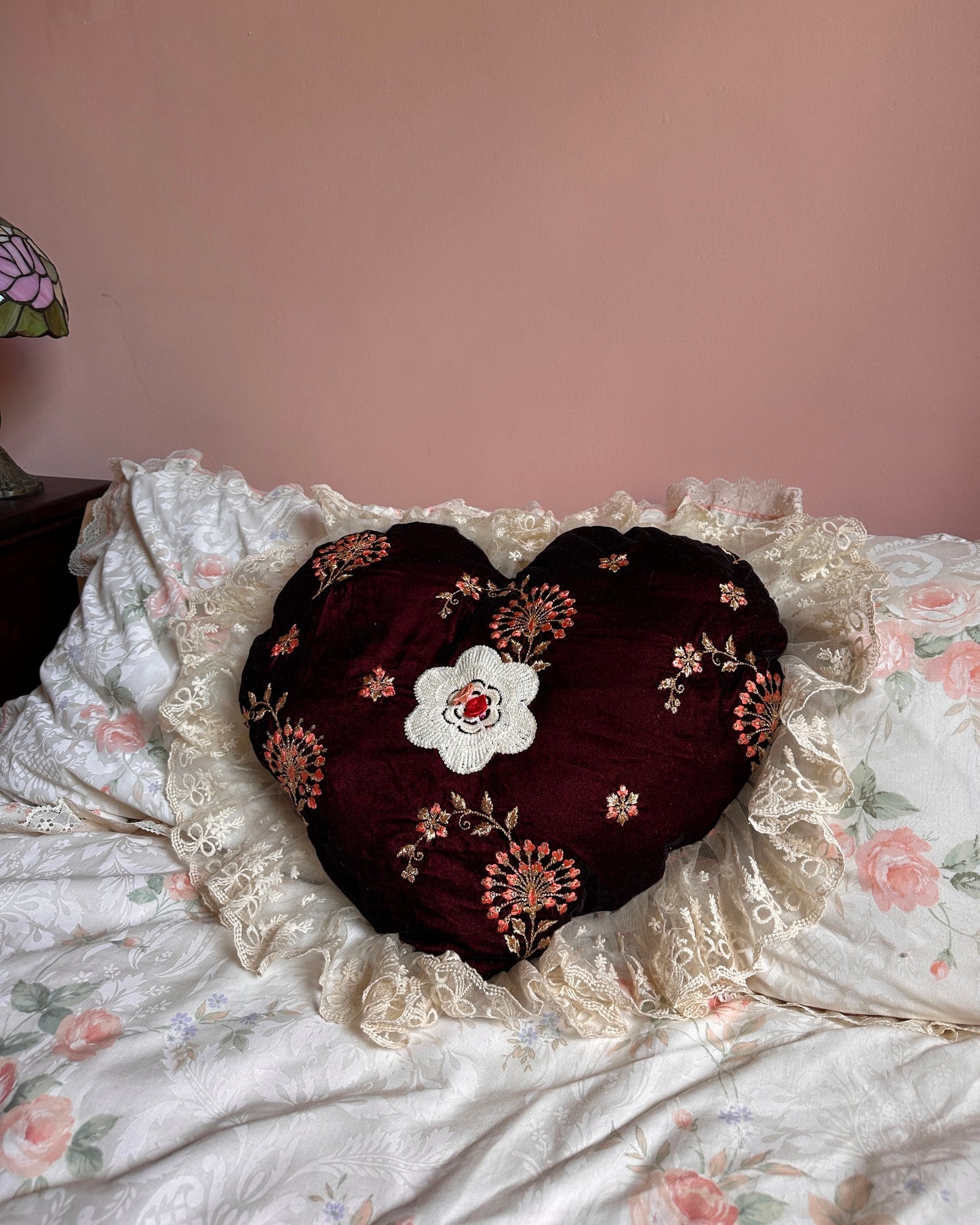 Heart Shaped Pillow in Crimson King