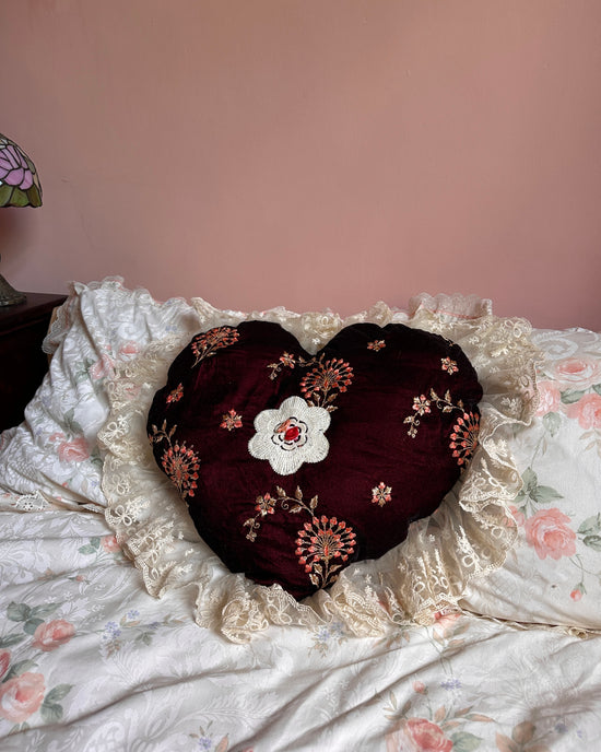Heart Shaped Pillow in Crimson King