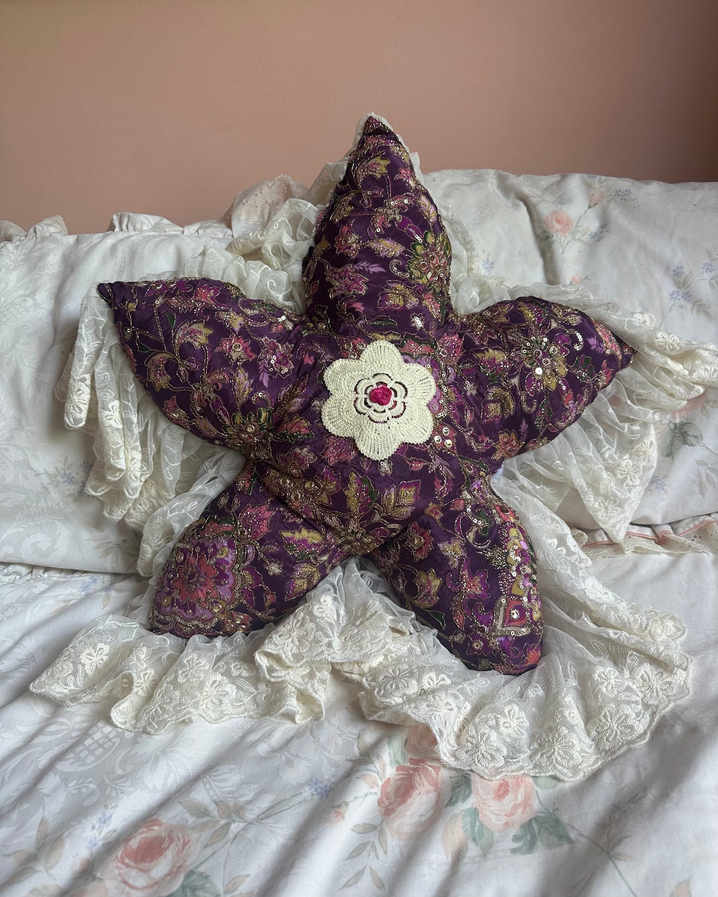 Flower Shaped Pillow in Priscilla