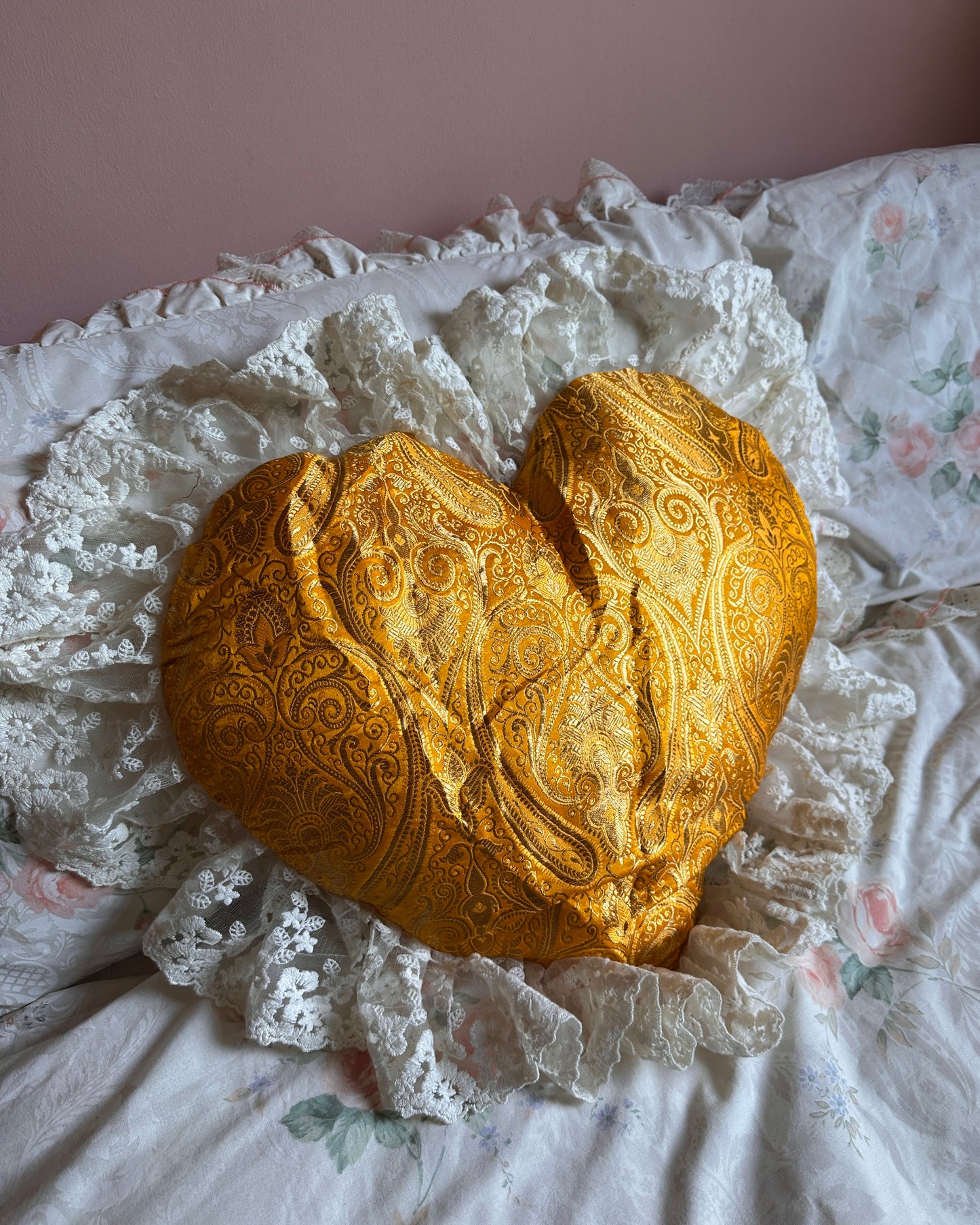 Heart Shaped Pillow in Sunbeam
