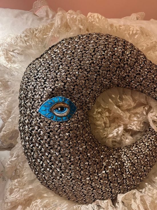 Moonface Shaped Pillow in Celetial