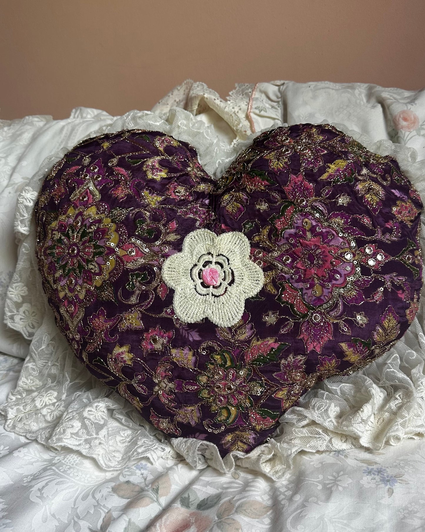 Heart Shaped Pillow in Priscilla