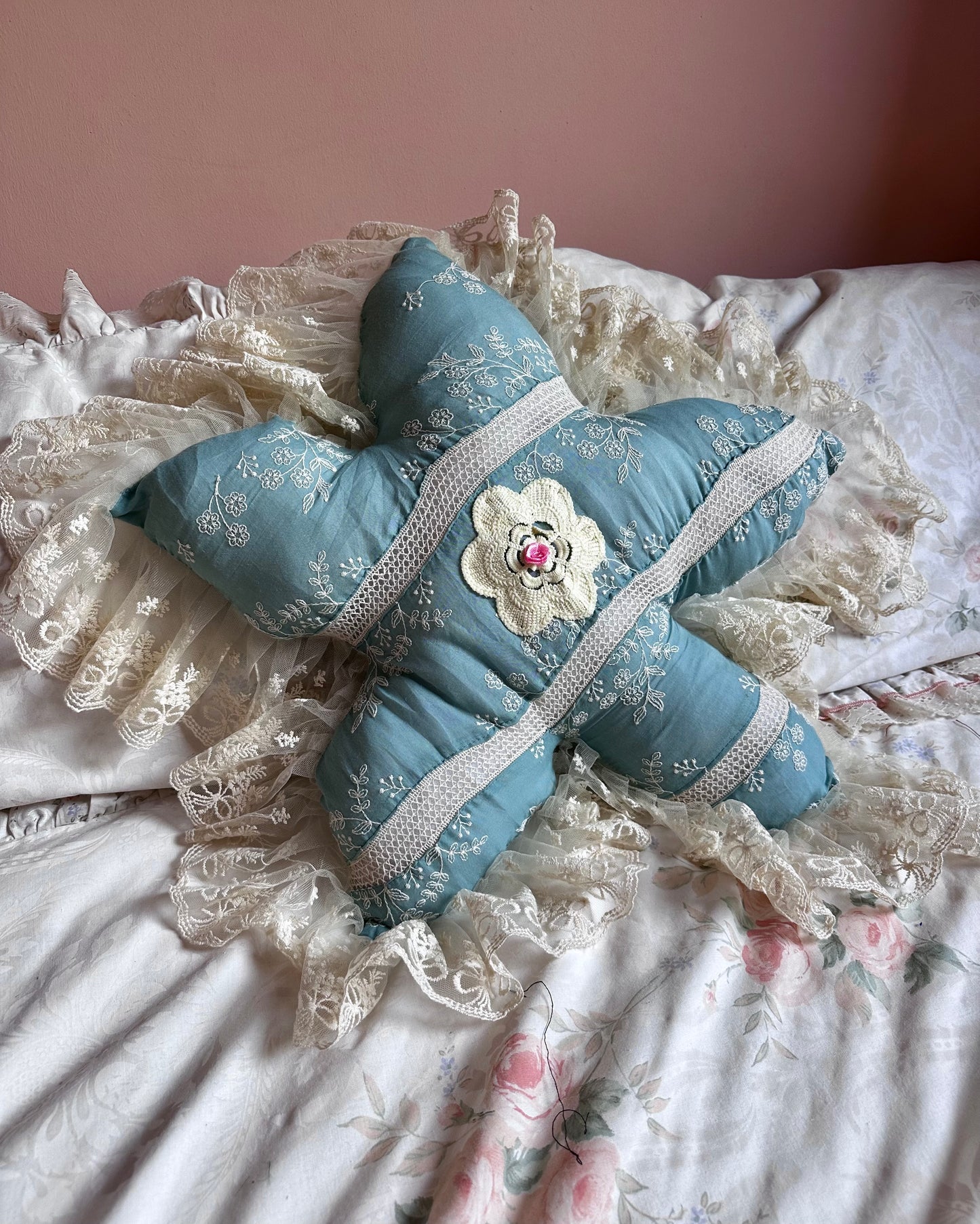 Flower Shaped Pillow in Coquette