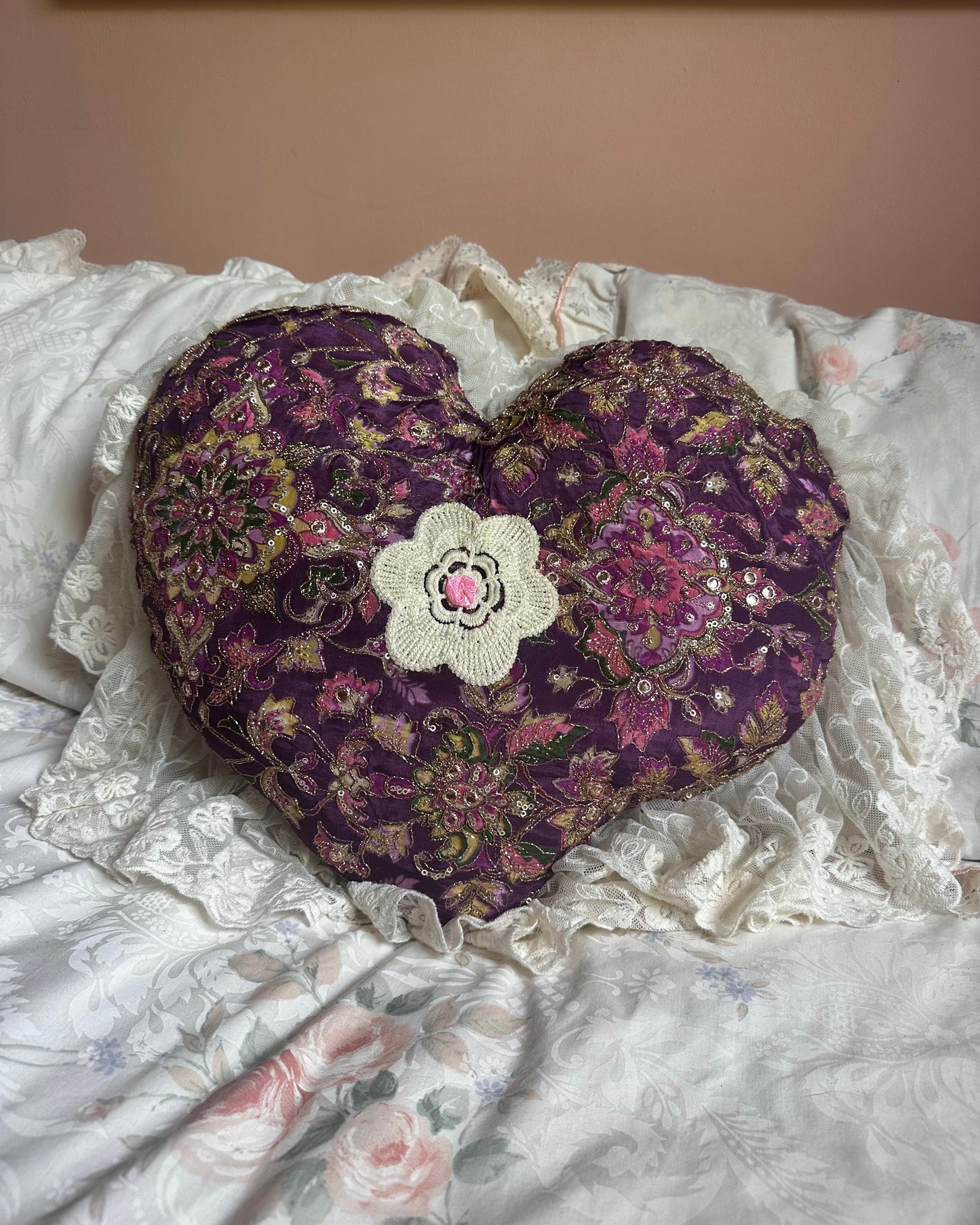 Heart Shaped Pillow in Priscilla