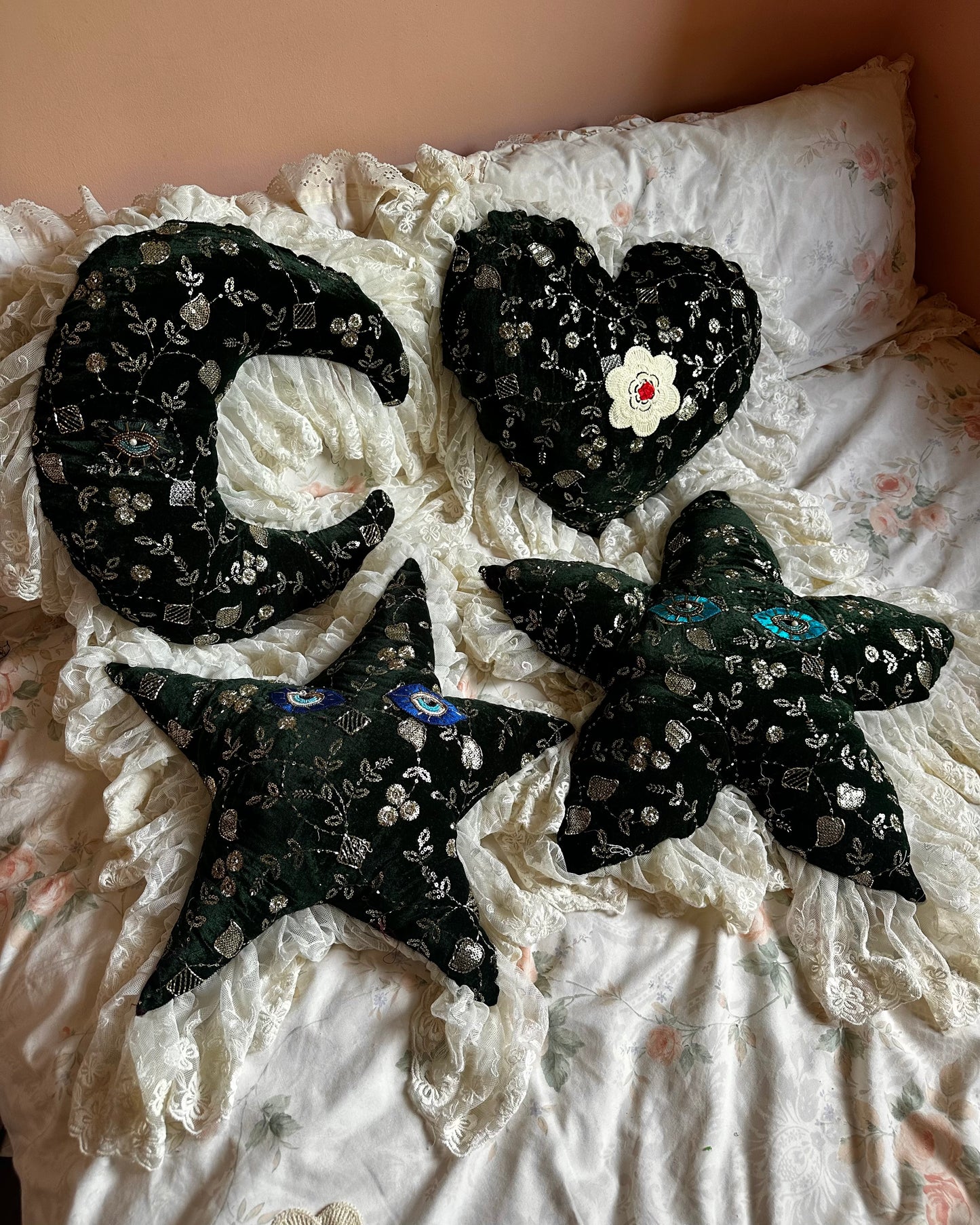 Heart Shaped Pillow in Evergreen