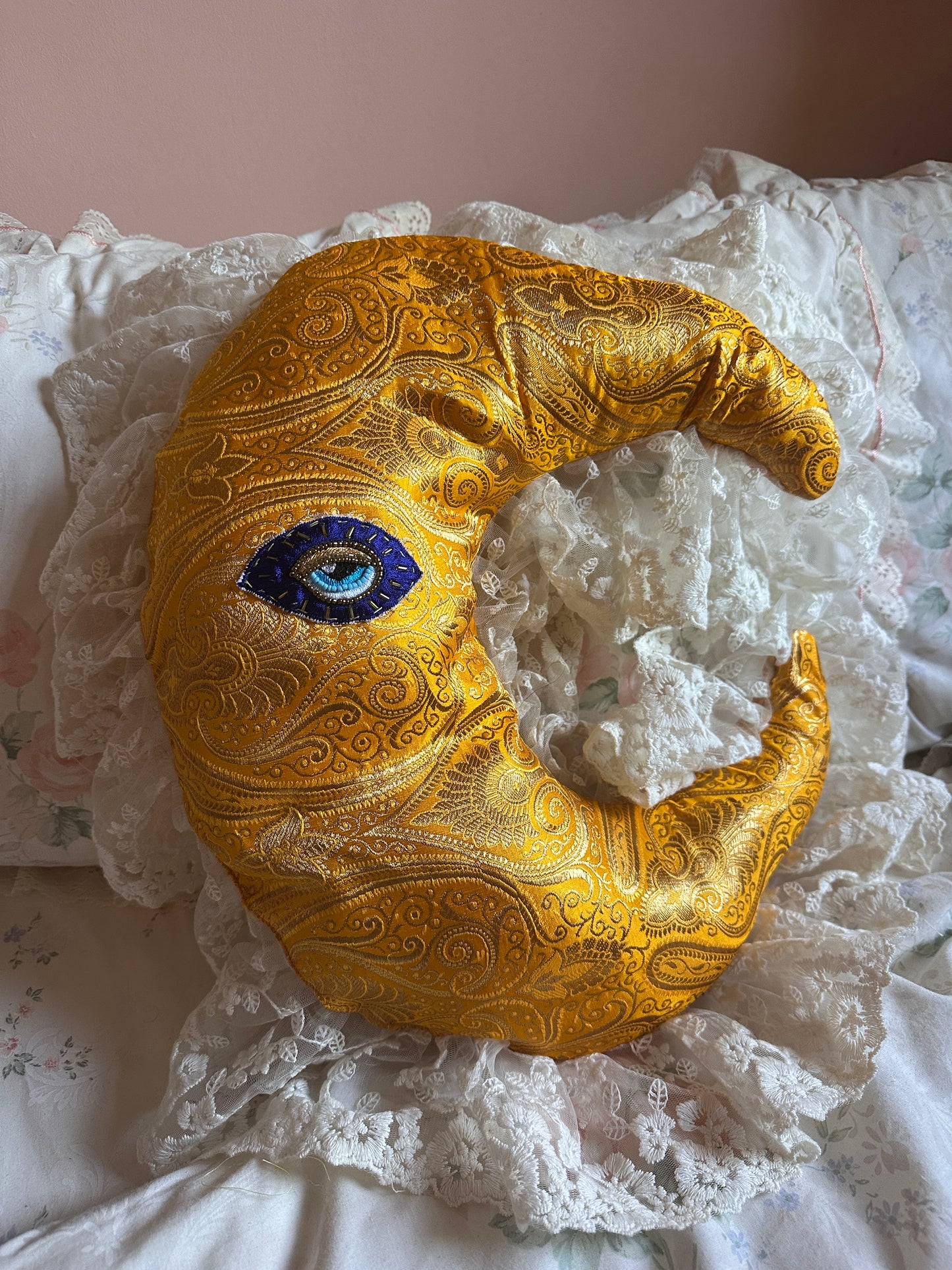 Moonface Shaped Pillow in Sunshine