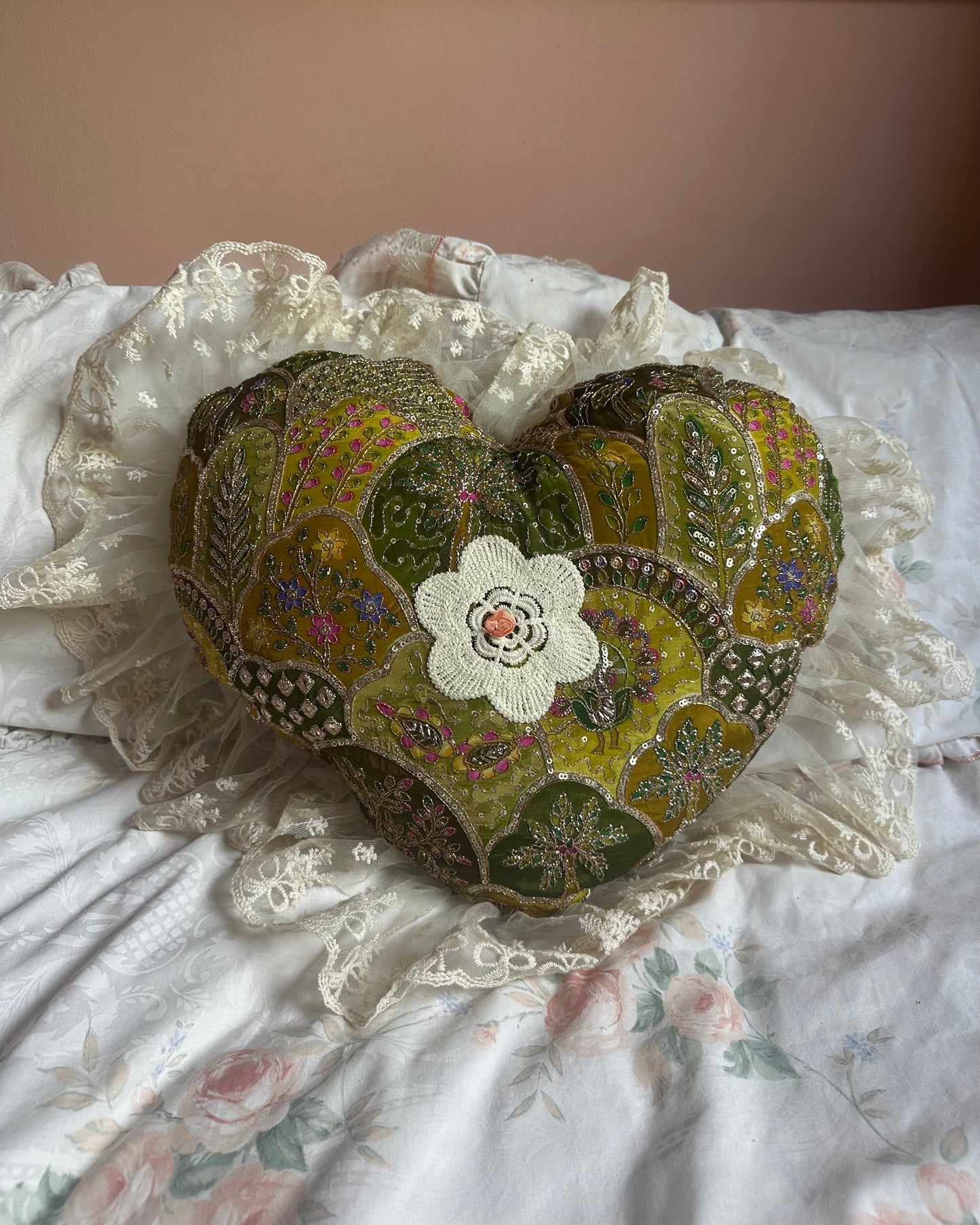 Heart Shaped Pillow in Swamp Gator