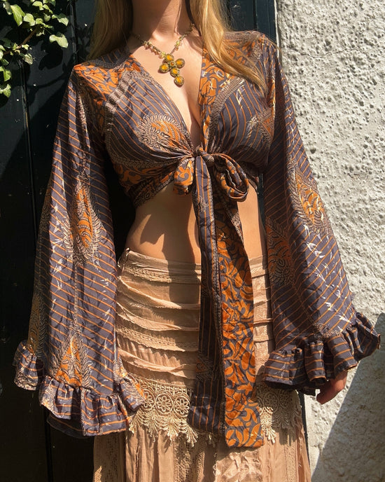 Ruffle Wrap Top in Woodstock