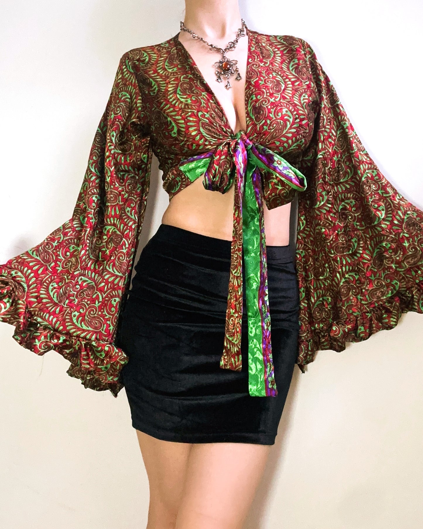 Ruffle Wrap Top in Snakeskin