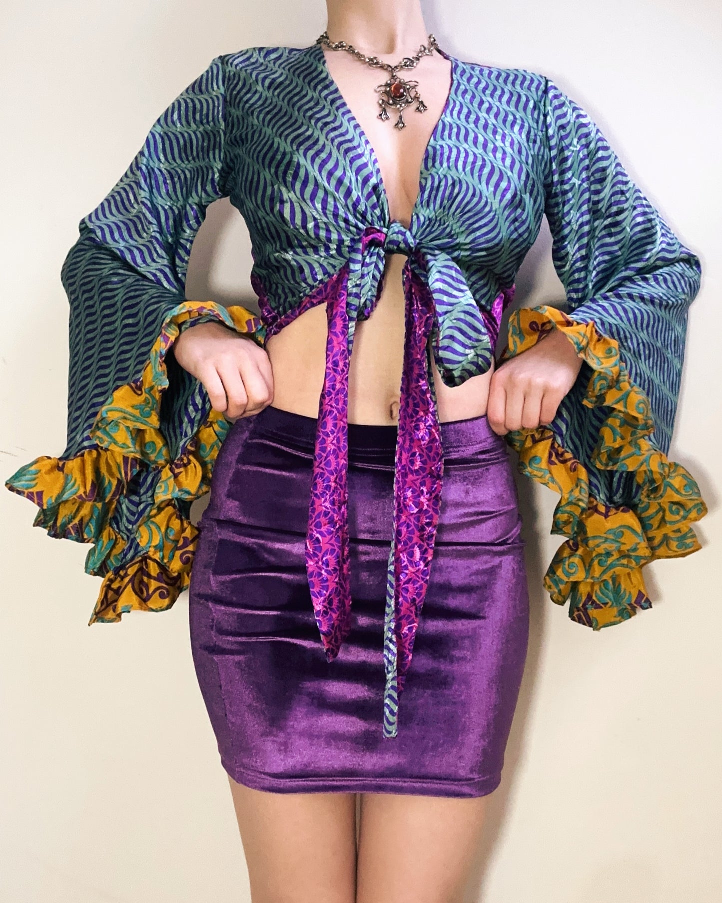 Ruffle Wrap Top in Psychedelia