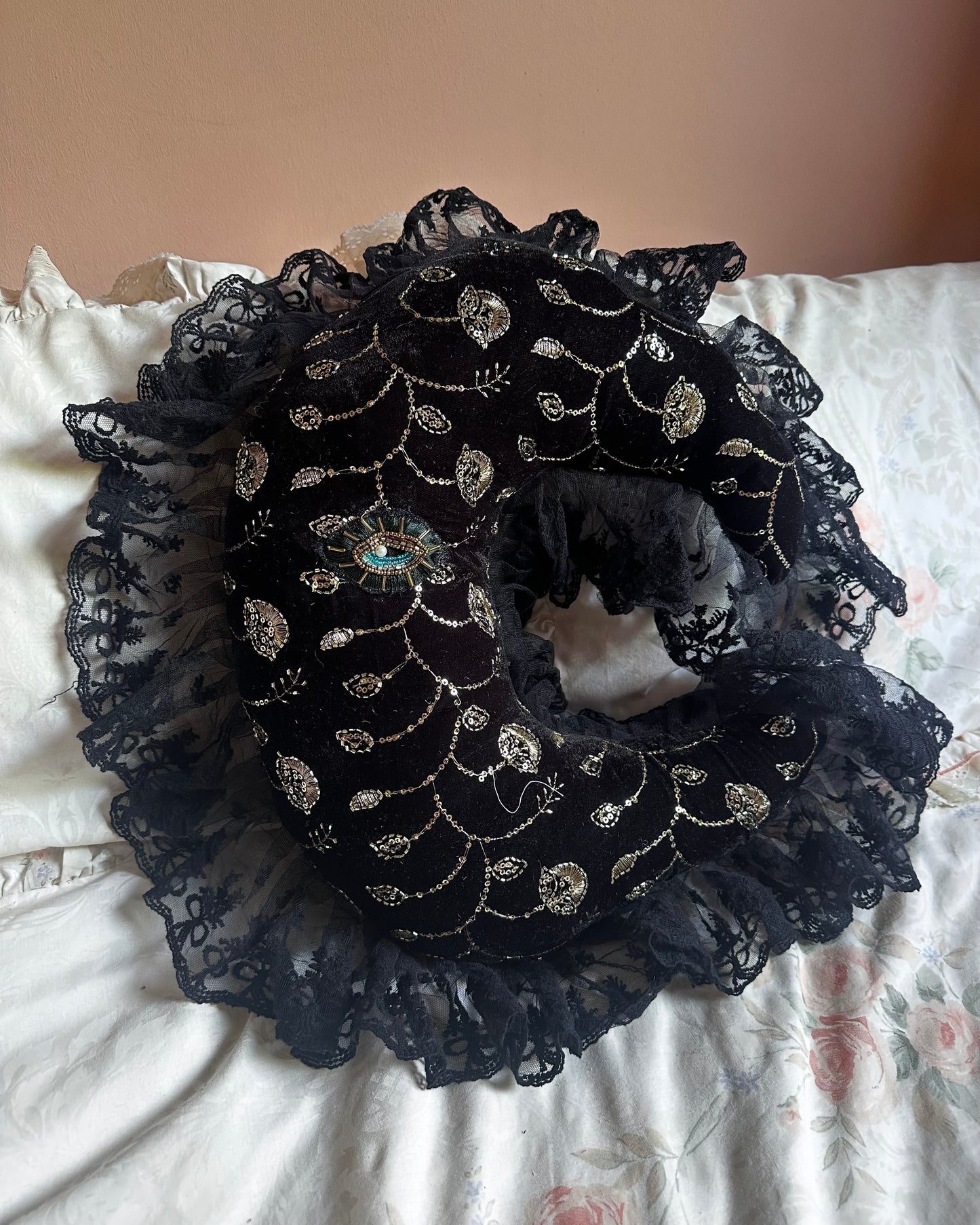 Moonface Pillow in Raven
