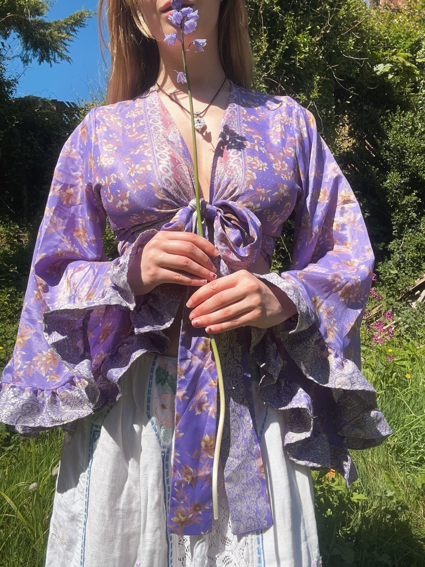 Ruffle Wrap Top in Lilac Wine