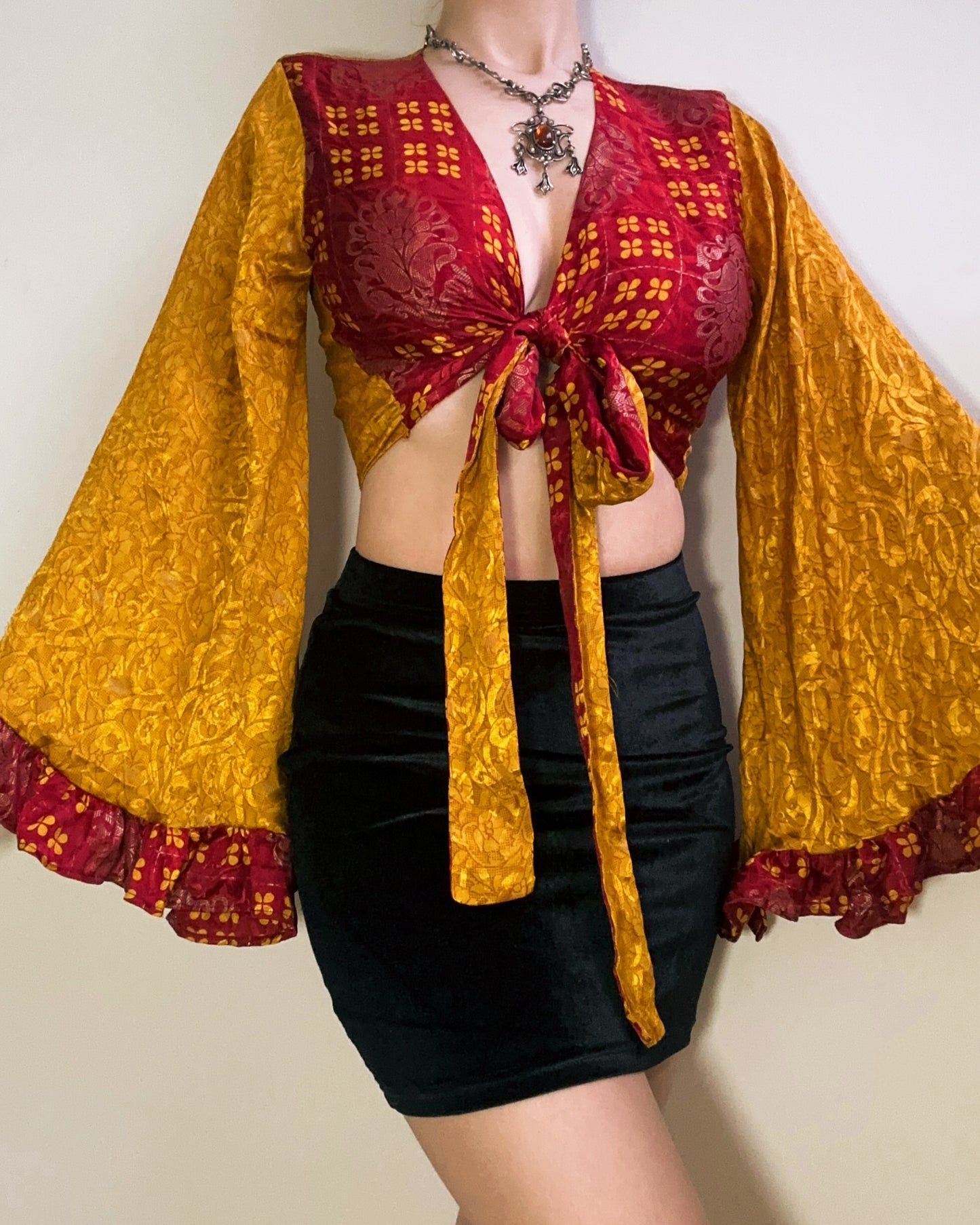 Ruffle Wrap Top in Sunset