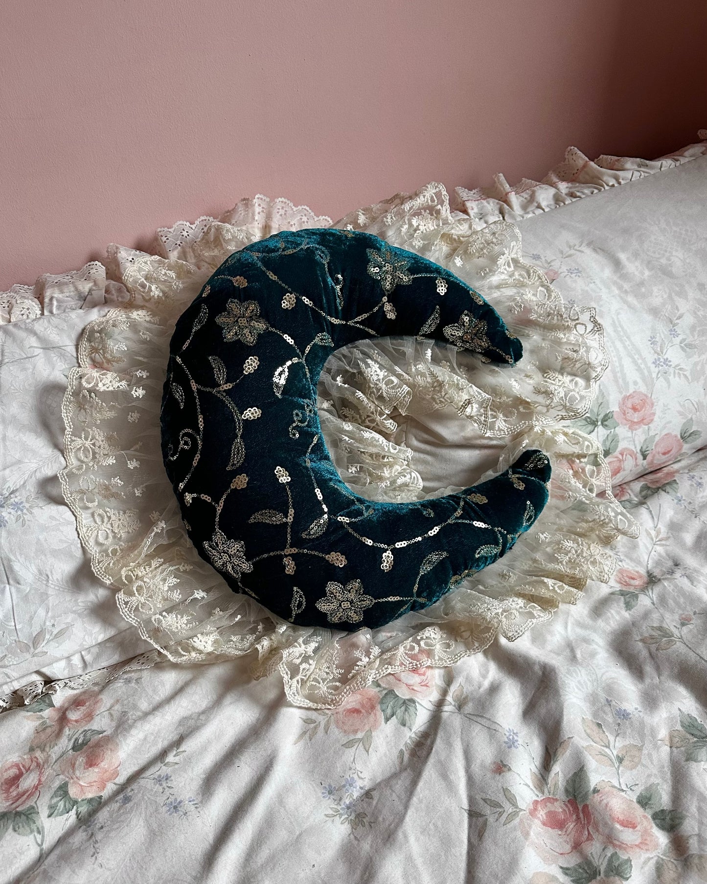 Moon Shaped Lace Pillow in Moon Child