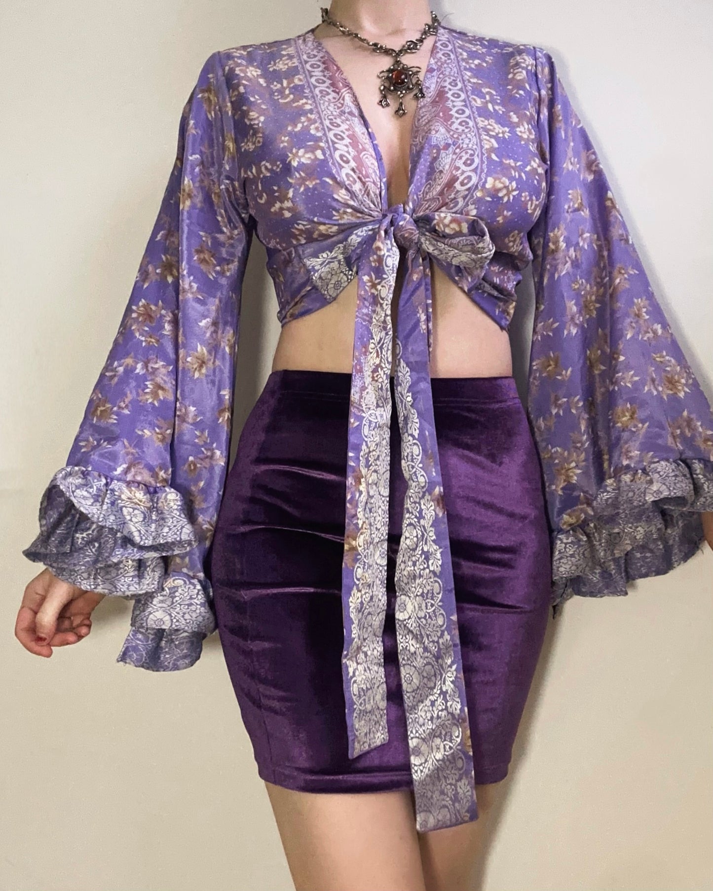 Ruffle Wrap Top in Lilac Wine