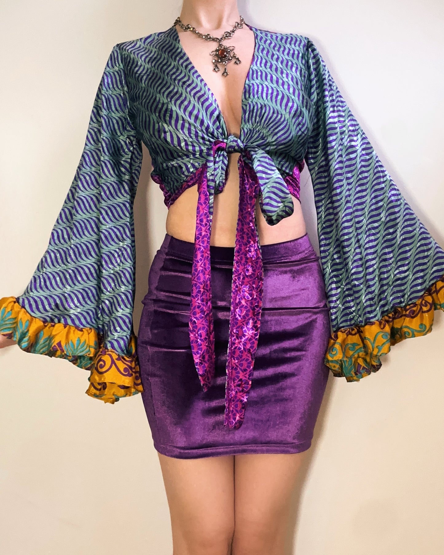 Ruffle Wrap Top in Psychedelia