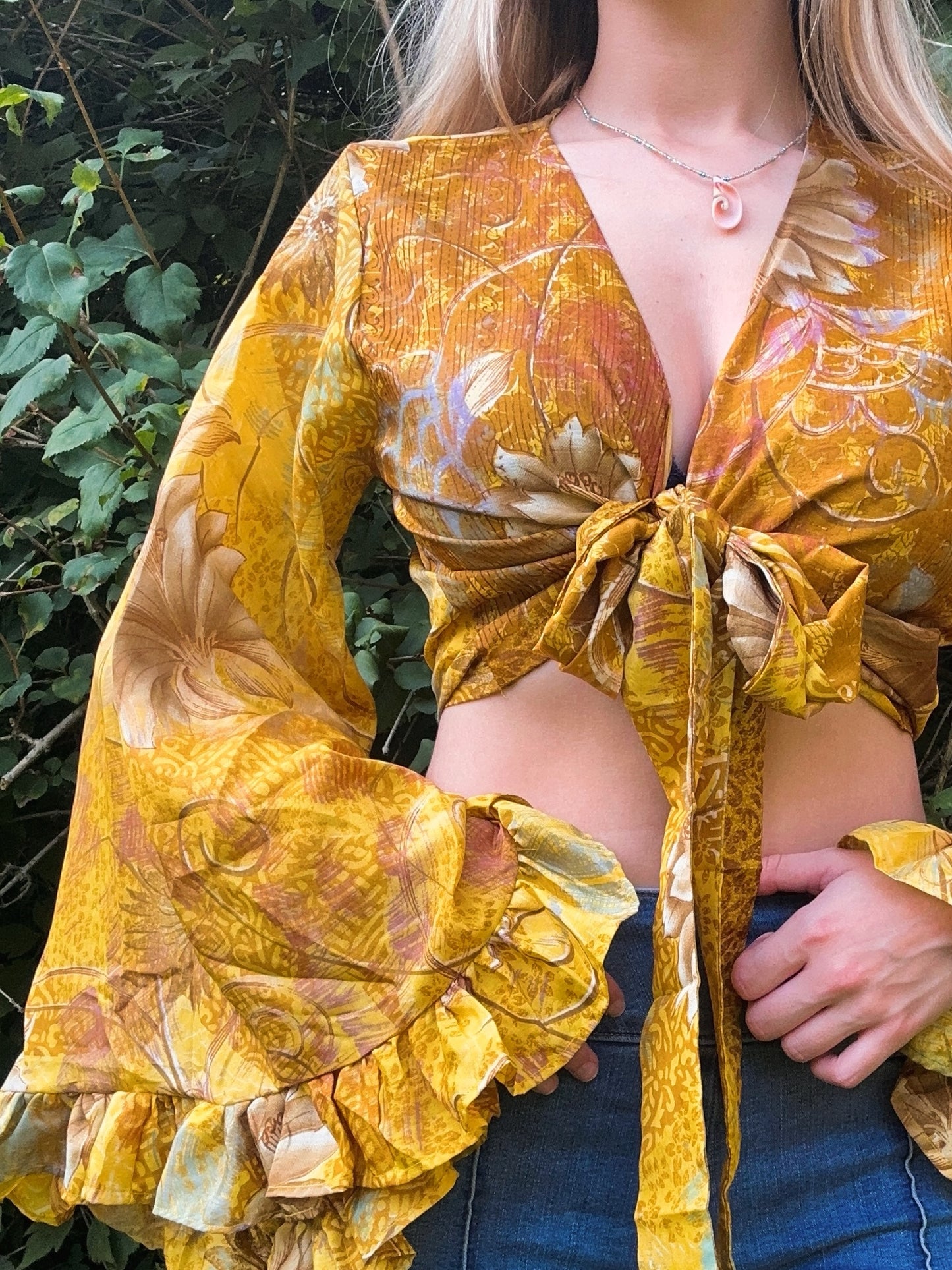 Ruffle Wrap Top in Dandelion