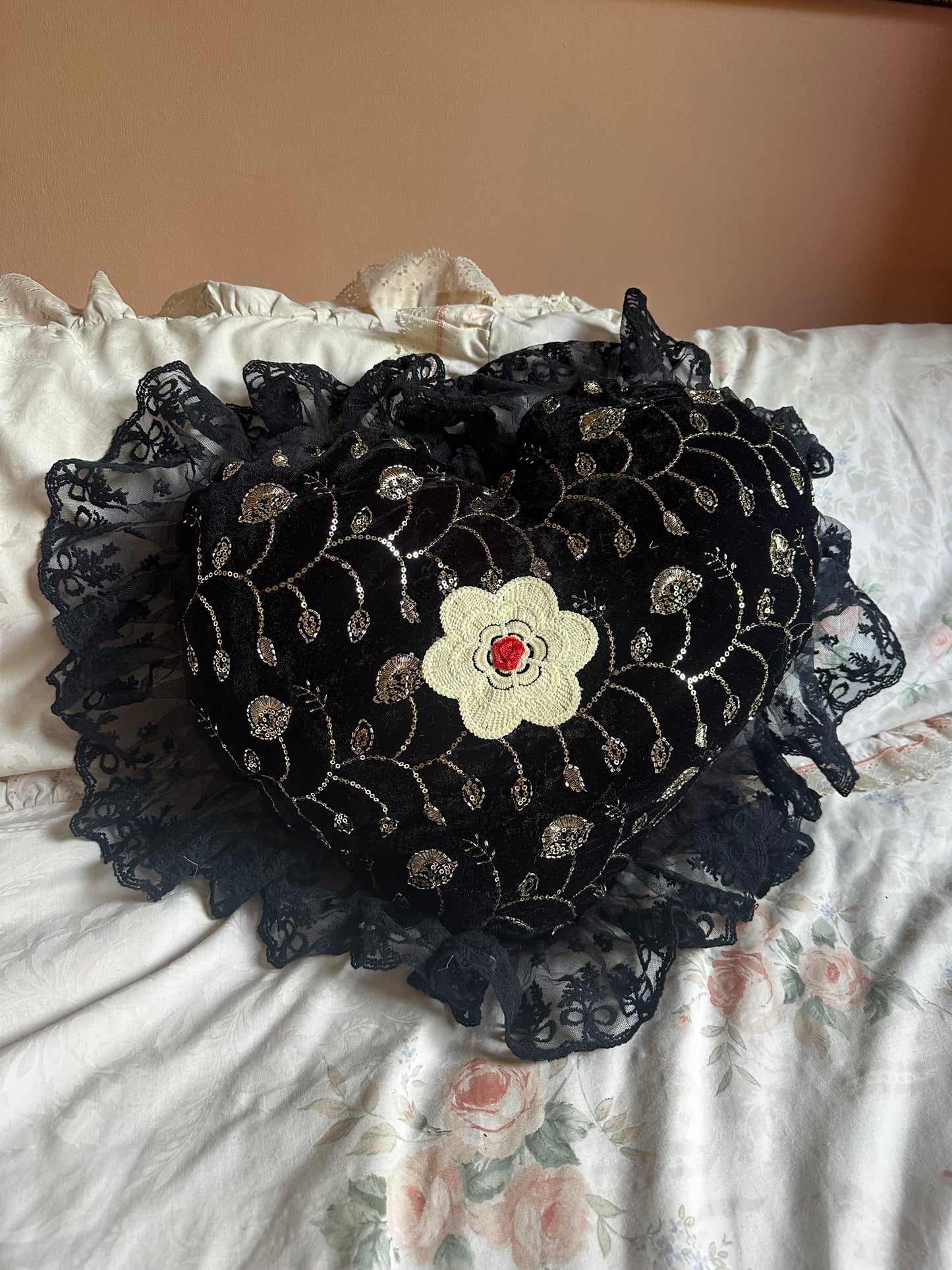 Heart Shaped Pillow in Raven