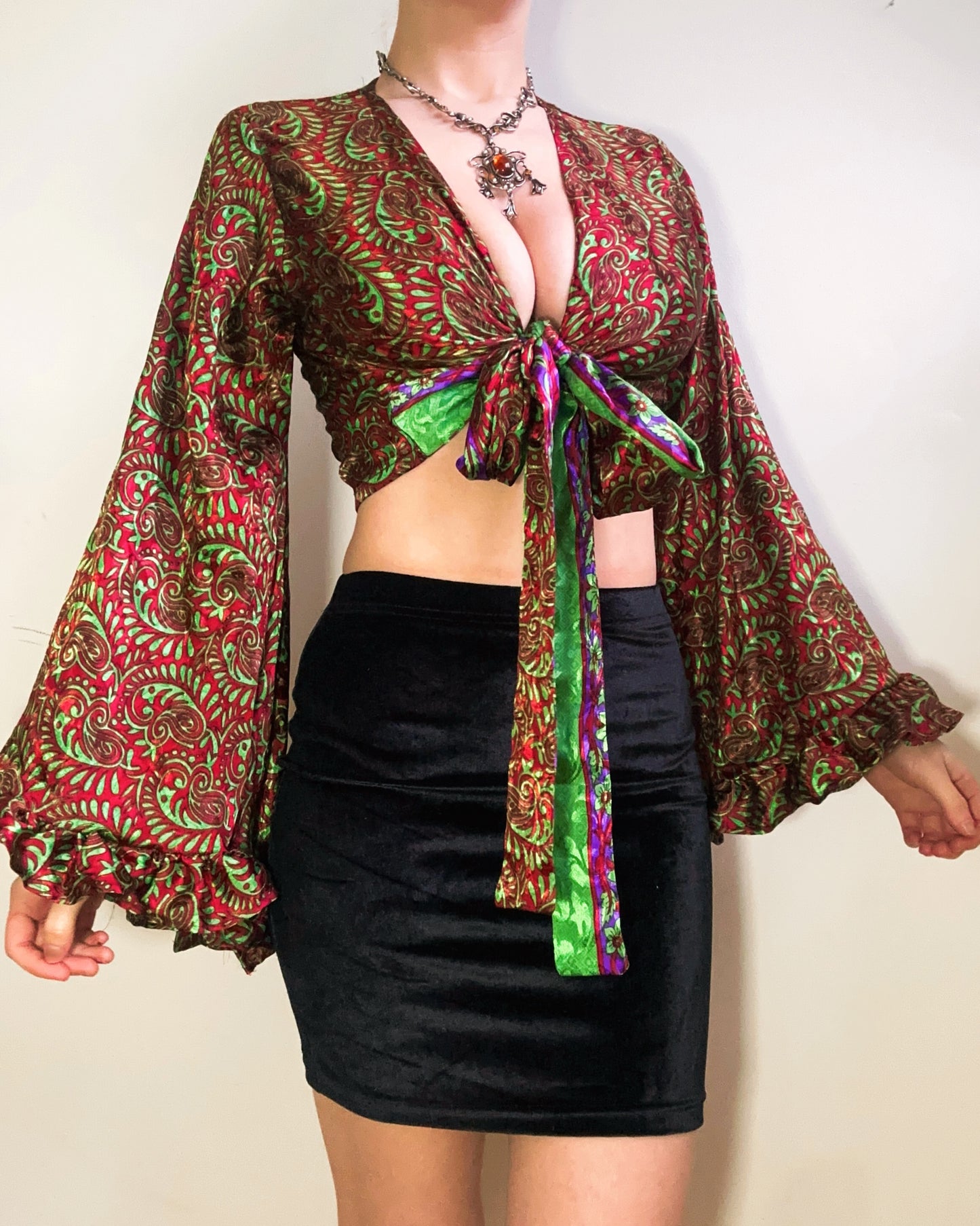 Ruffle Wrap Top in Snakeskin