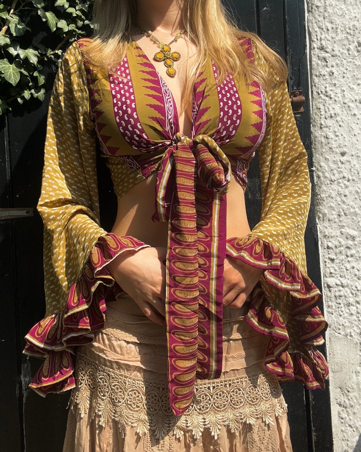 Ruffle Wrap Top in Polly