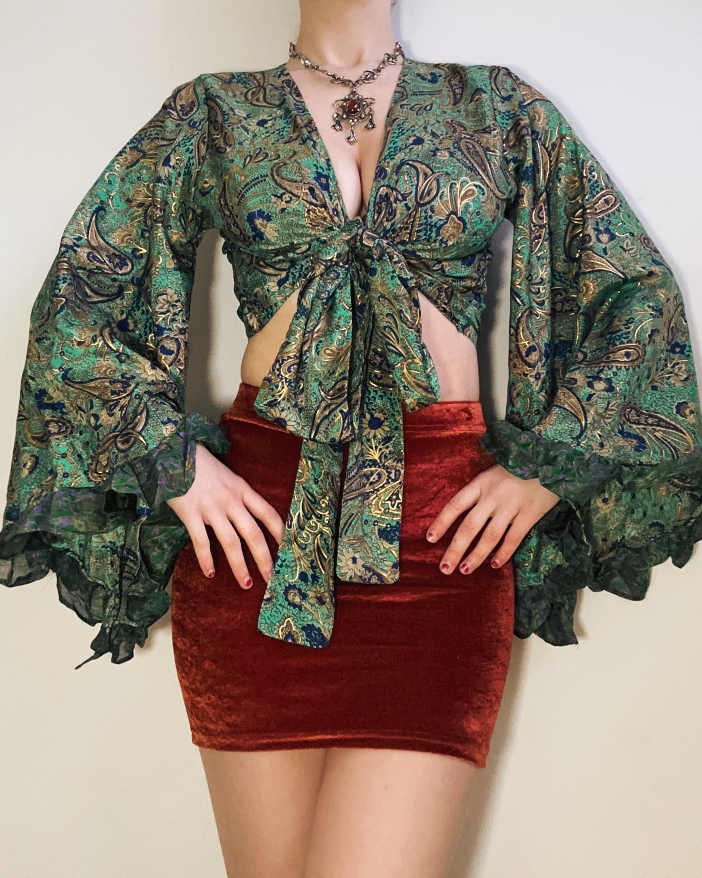 Ruffle Wrap Top in Mermaid