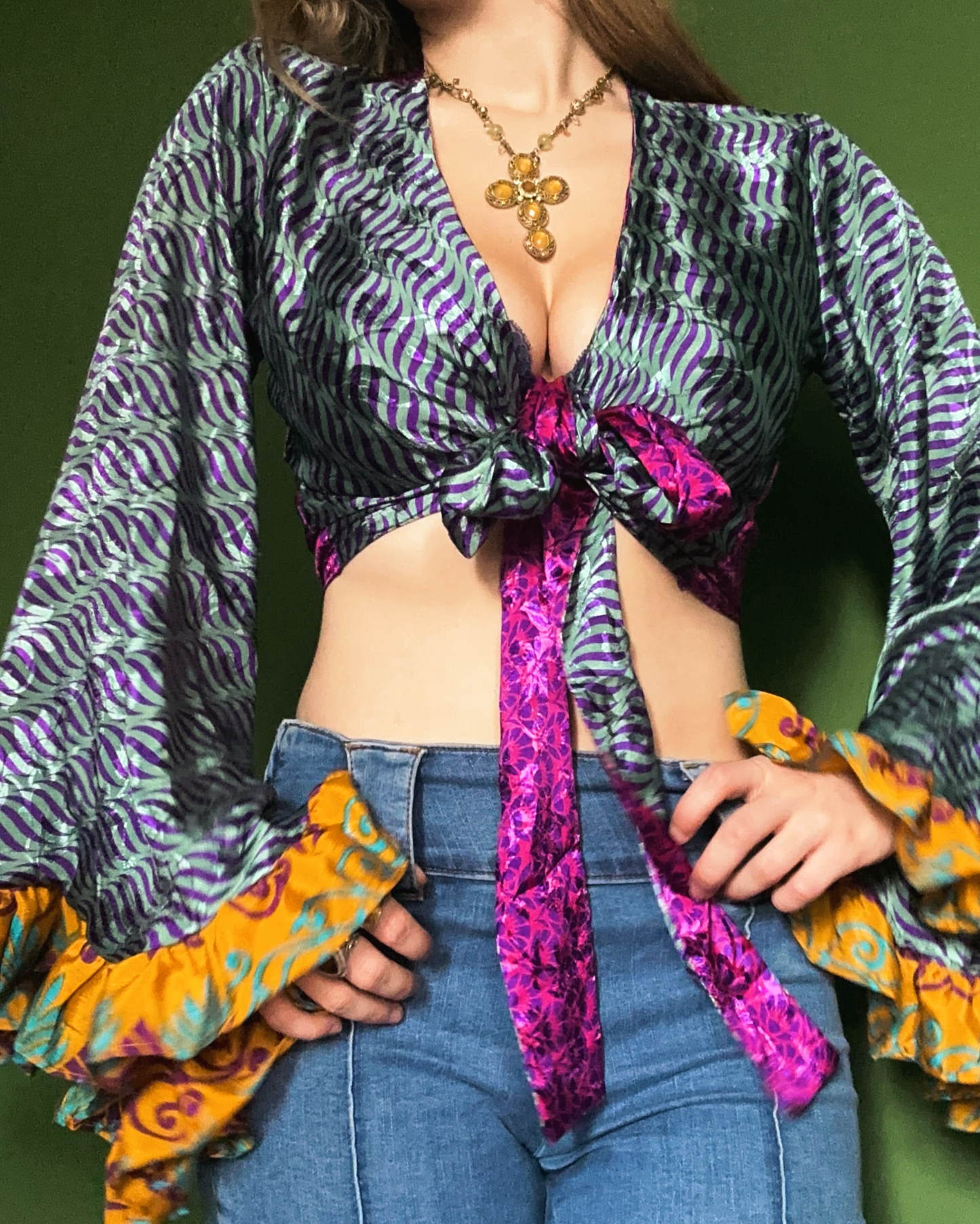Ruffle Wrap Top in Psychedelia