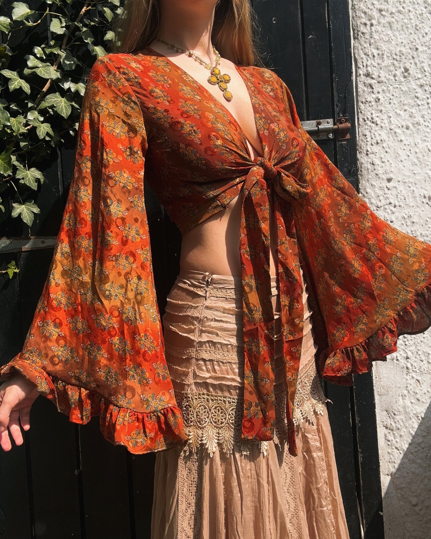 Ruffle Wrap Top in Willow