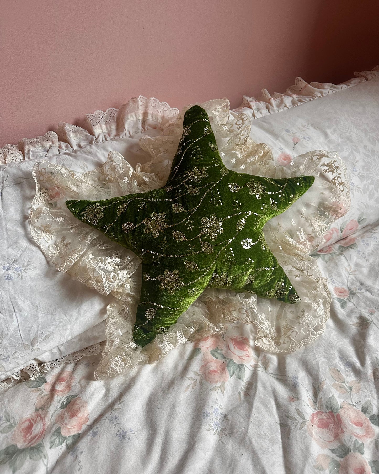 Wonky Star Shaped Pillow in Forest Fairy