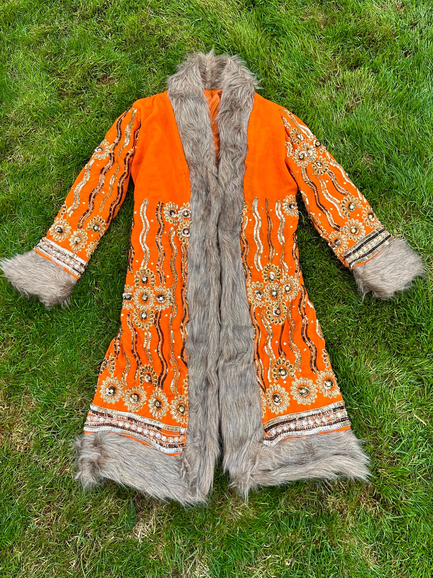 Tangerine Afghan Coat Size M-L - Unisex