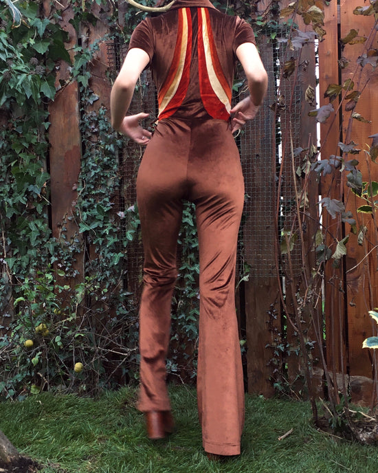 Load image into Gallery viewer, The Dr. Feelgood Brown Velvet Jumpsuit

