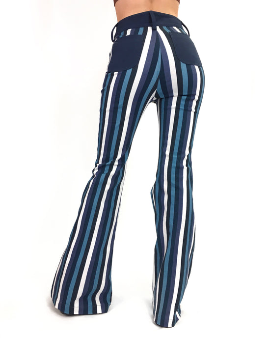 Load image into Gallery viewer, The Dylan Denim Stripe Flares
