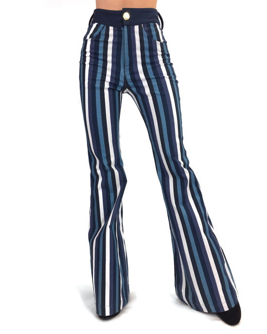 Load image into Gallery viewer, The Dylan Denim Stripe Flares
