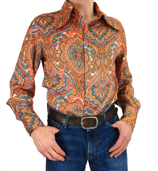 Load image into Gallery viewer, Mens Psychedelic Satin Shirt in Houdini

