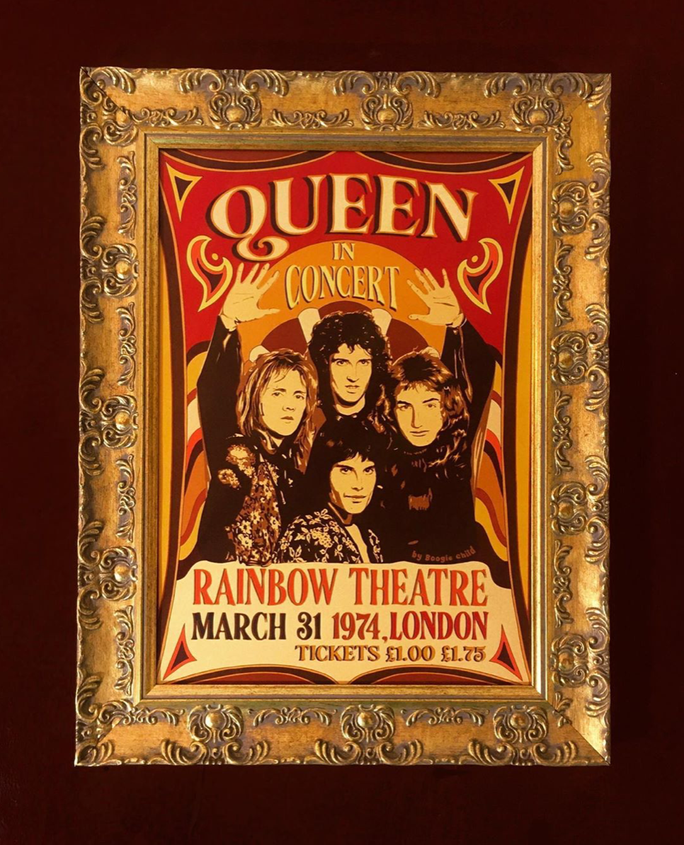 The Queen Print, Rainbow Theatre 1974 - Size A3 / 11.7" × 16.5"