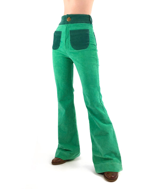 The Contrast Corduroy Flare Pant in Sea Foam