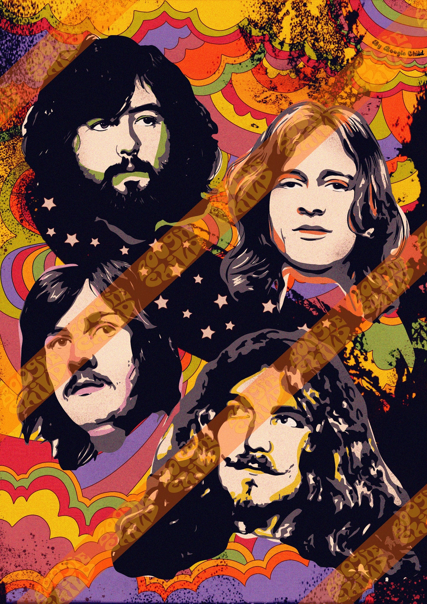 Led Zeppelin Psychedelic Clouds Print - Size A3 / 11.7" × 16.5"