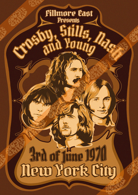 The Crosby, Stills, Nash and Young Print, NYC '70 - Size A3 / 11.7" × 16.5"