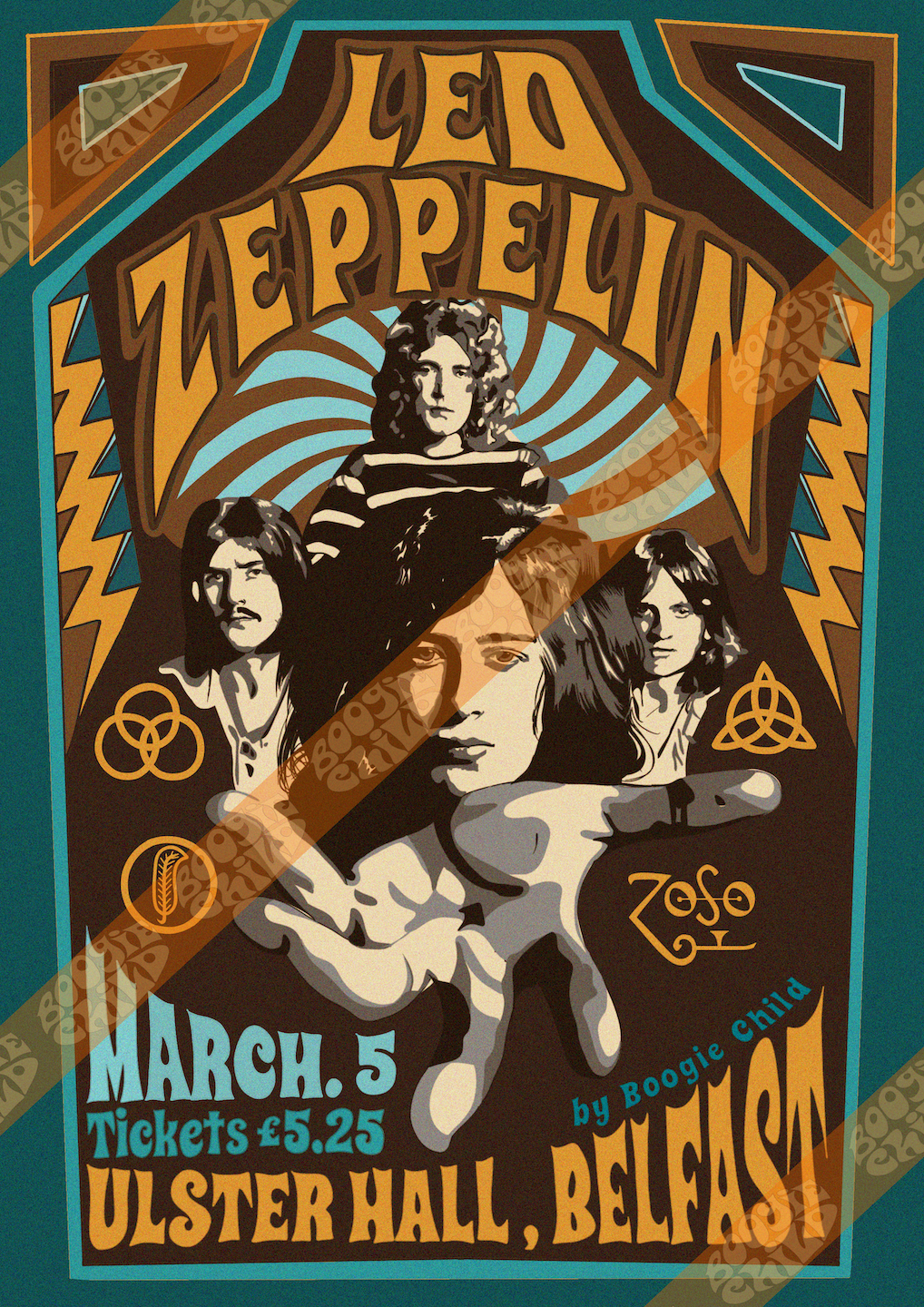 The Led Zeppelin Print, Ulster Hall '71 - Size A3 / 11.7" × 16.5"