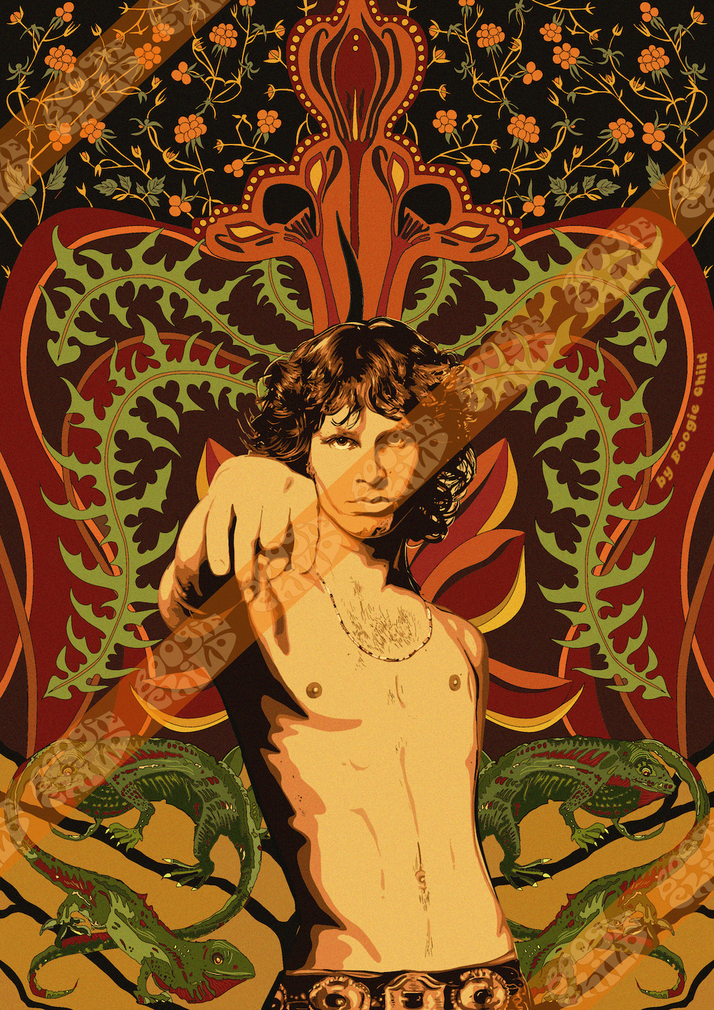 The Lizard King, Jim Morrison Print - Size A3 / 11.7" × 16.5"
