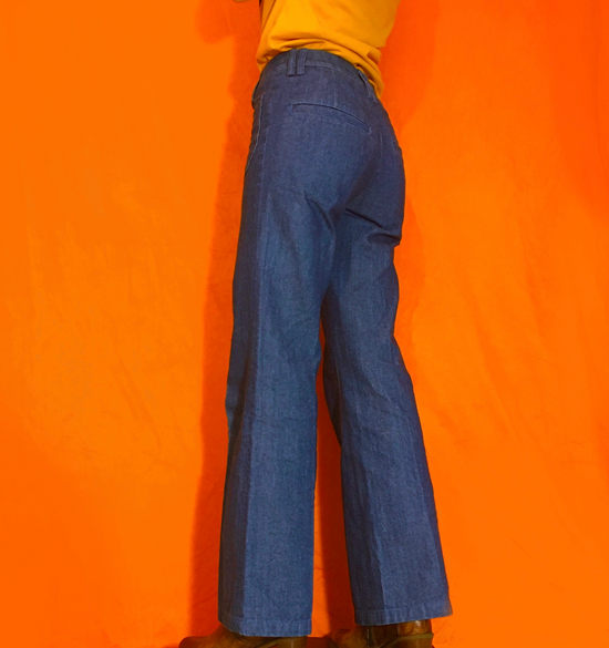 Vintage 90's Does 70's Blue Jean Blues Denim Flare Pant