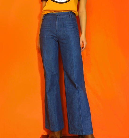 Vintage 90's Does 70's Blue Jean Blues Denim Flare Pant