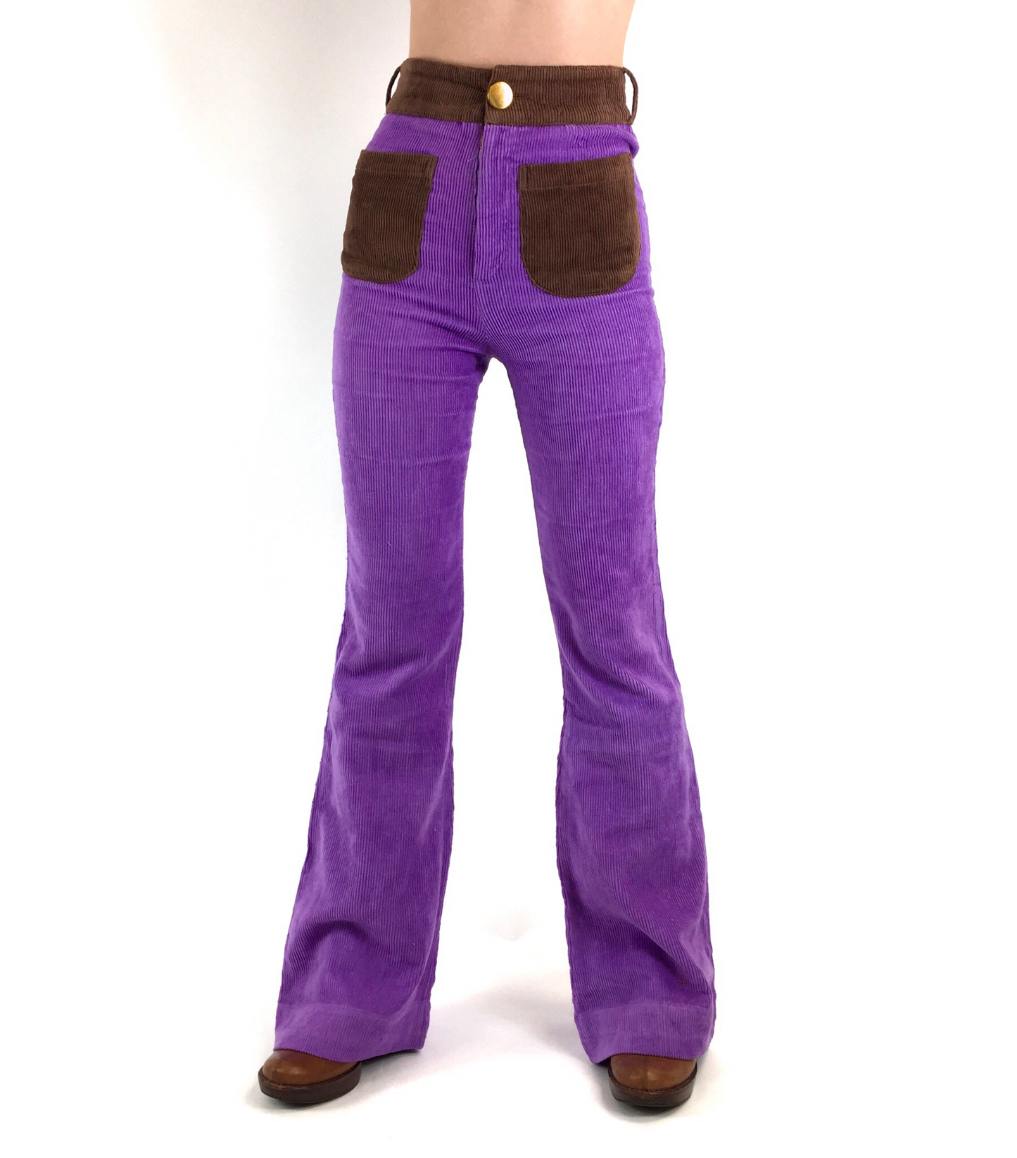 The Contrast Corduroy Flare Pant in Purple Haze