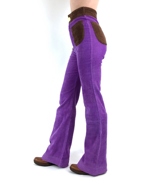The Contrast Corduroy Flare Pant in Purple Haze