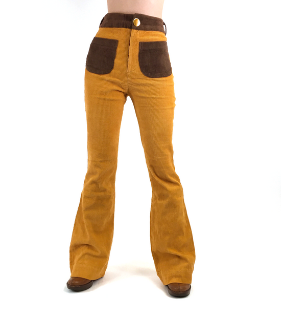 The Contrast Corduroy Flare Pant in Daffodil Daze
