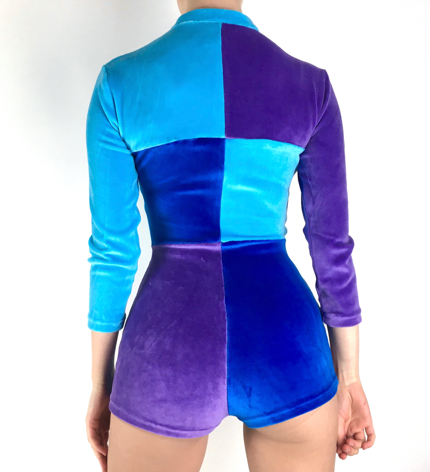 Load image into Gallery viewer, The Velvet Colour Block Playsuit in Blue Jay Way
