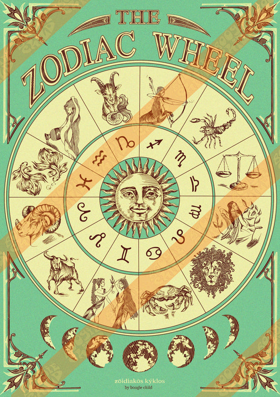 The Zodiac Print in Teal - Size A3 / 11.7" × 16.5"